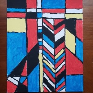 Primary Movement 2- Acrylic on Canvas Board